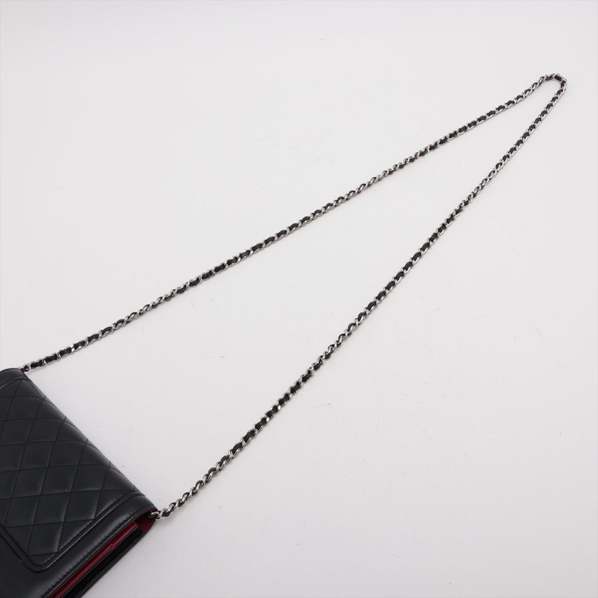 Chanel Matrasse  Chain Wallet Black Silver G