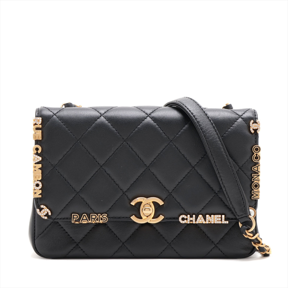 Chanel Matrasse  Single Flap Single Chain Bag Black G  AS3731