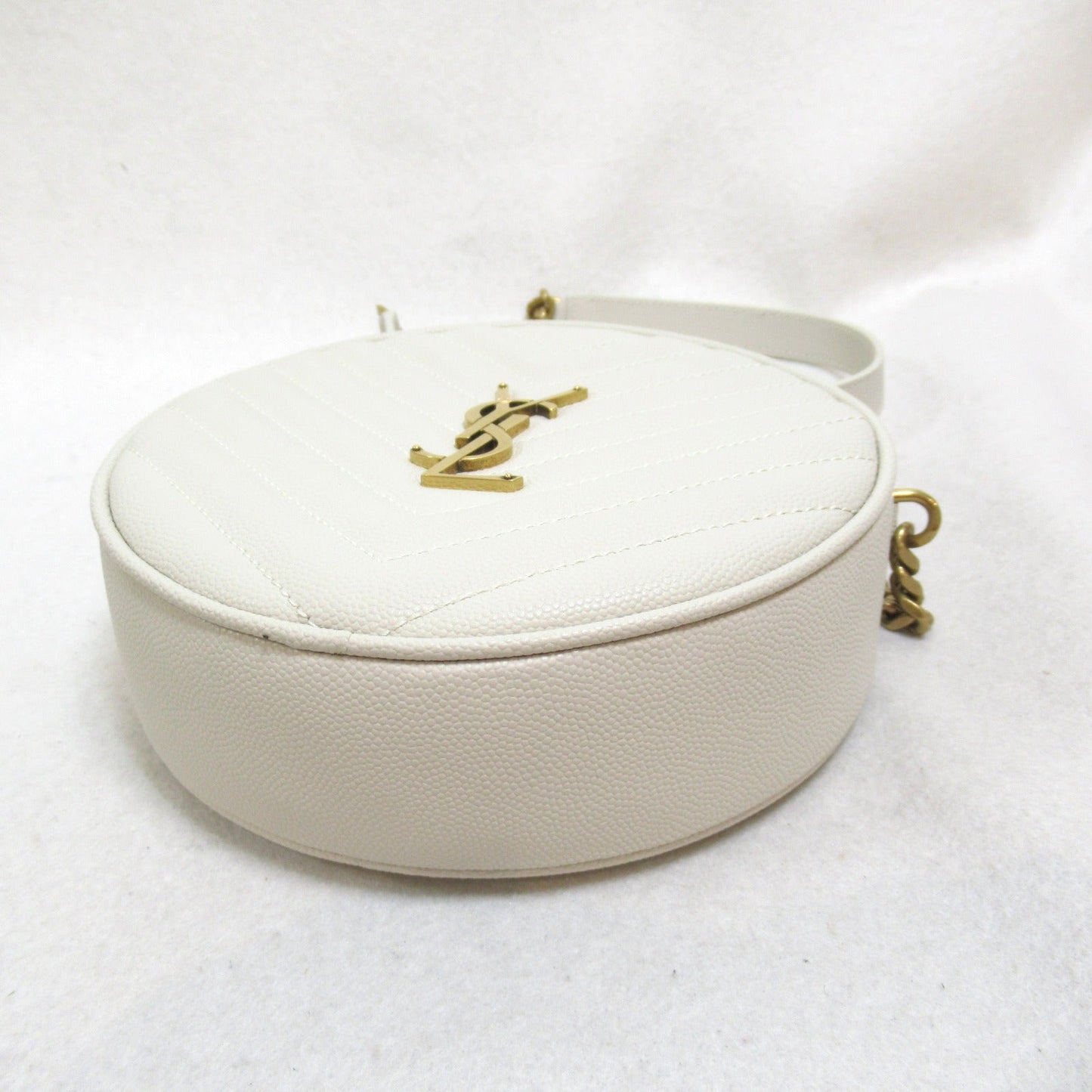 Saint Laurent Chain Shoulder Bag Leather Bag  White 610436