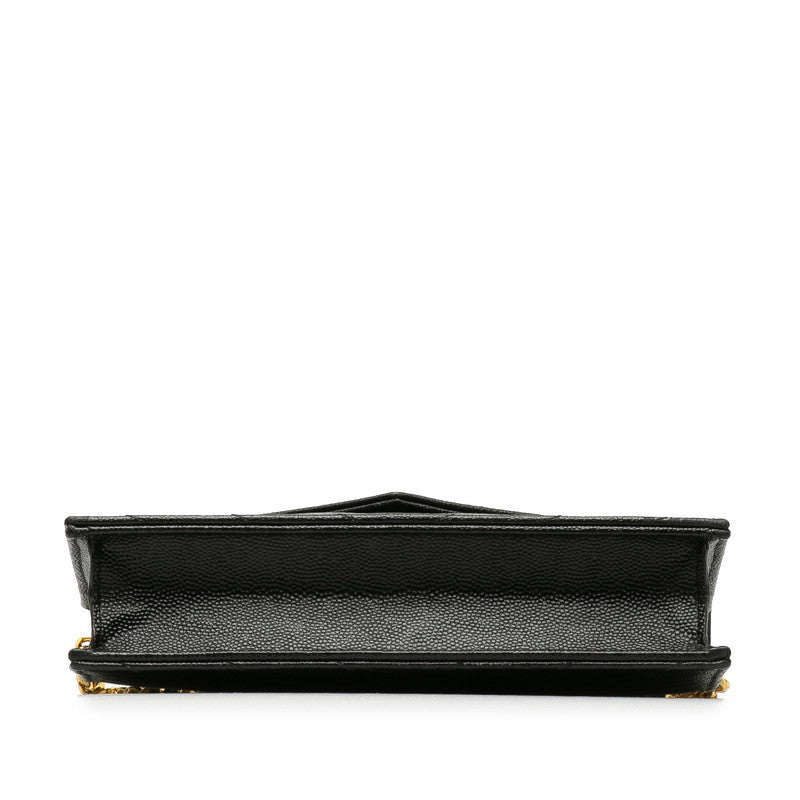 Saint Laurent Cassandra Envelope in Calf Leather Black 393953