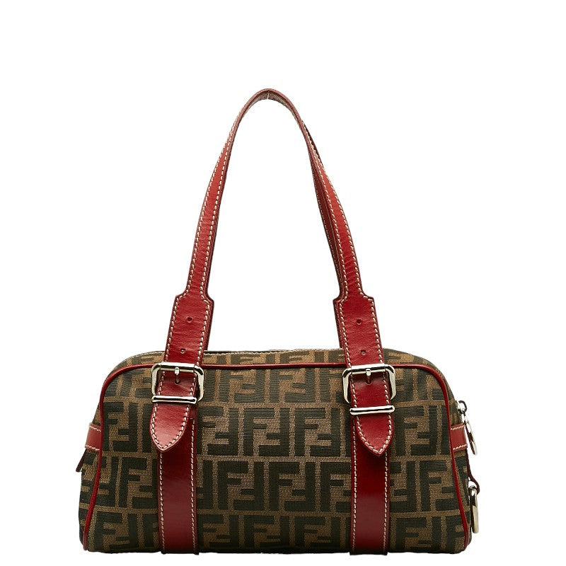 FENDI Zucca Shoulder Bag in Monogram 8BR149 Brown Red