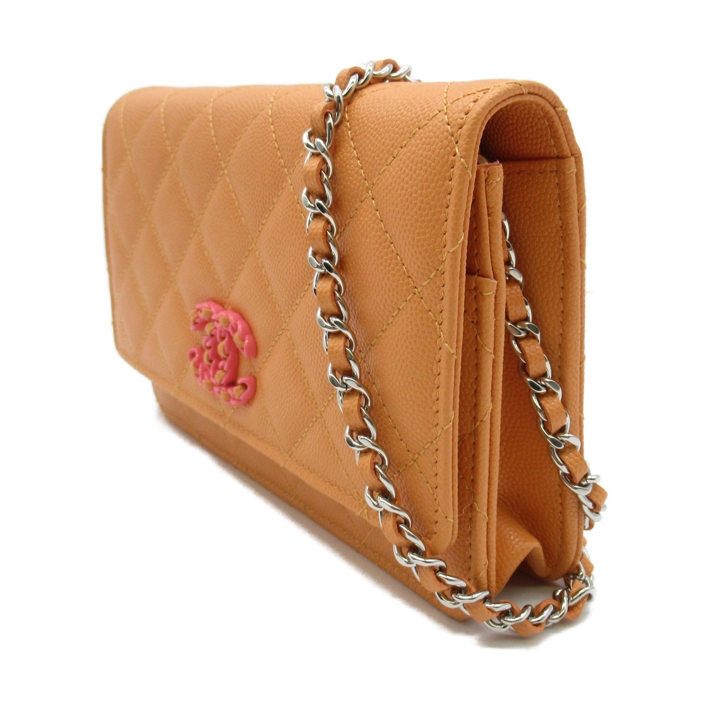 Chanel Chain Wallet Chain Wallet Bag Caviar S (Green )  Orange/Pink AP3709 B14928 NS838