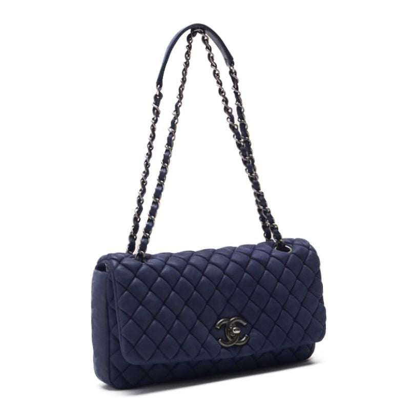 Chanel Matrasse Single Flap Chain Shooter Spacle Leather Navy (Silver G ) Shooter Bag   Ship Free Shipping] Navy Yamamoto Online