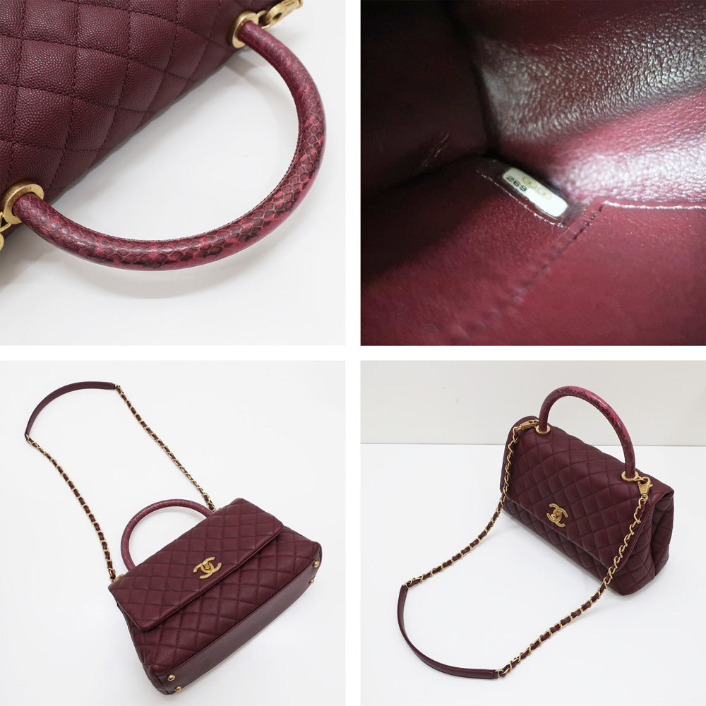 Chanel Matrasse Coco Handle Caviar S Pearson G  Chain Shoulder Handbag Bordeaux