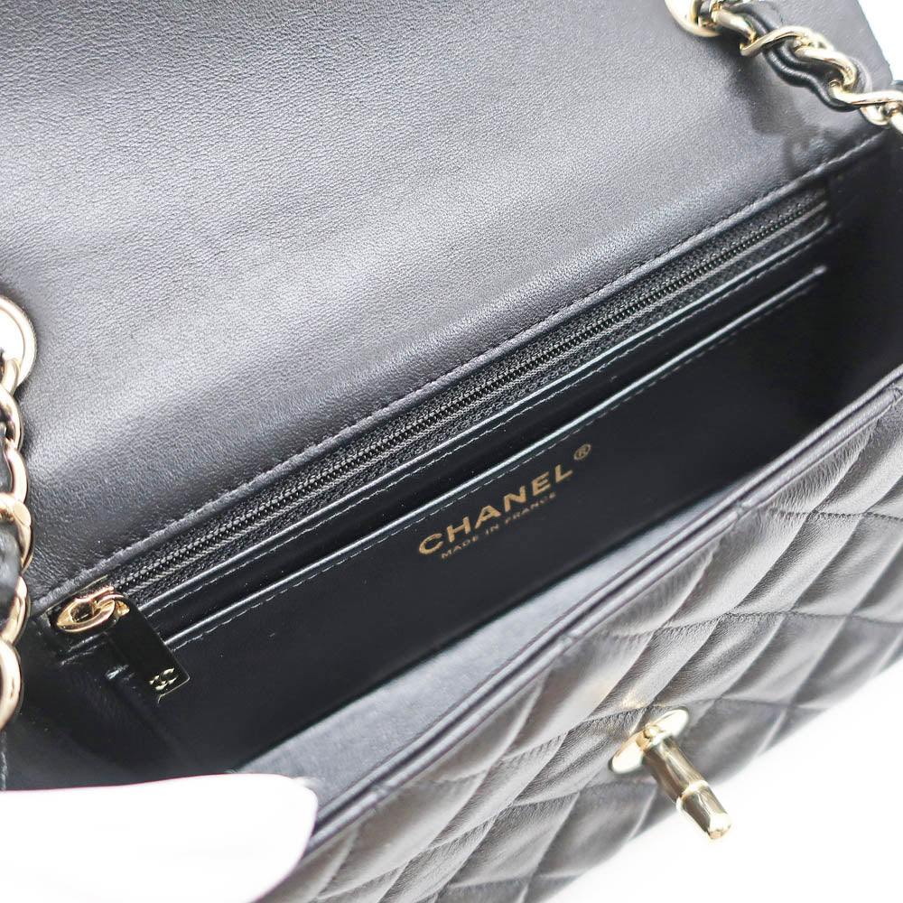 CHANEL Mini Flap Bag 20  Black G  GD Chain Shoulderbag Coco Black