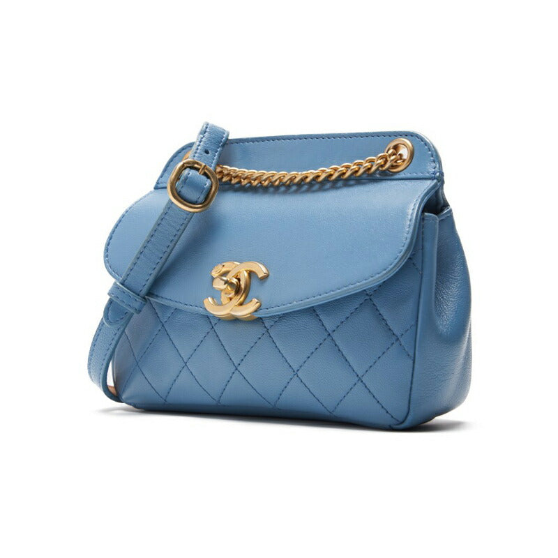 CHANEL 【CHANEL】 Mini Traverse Roundflip Chain Shoulder  Blue (Gen Gold ) Shoulder Bag Miniature Shoulder Bag  Bag Hybrid 【 Ship】 Acoustic Online