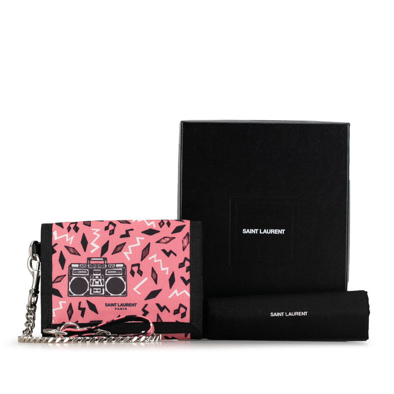 Saint Laurent Radio Three Fold Wallet 586279 Pink Black Nylon  Saint Laurent