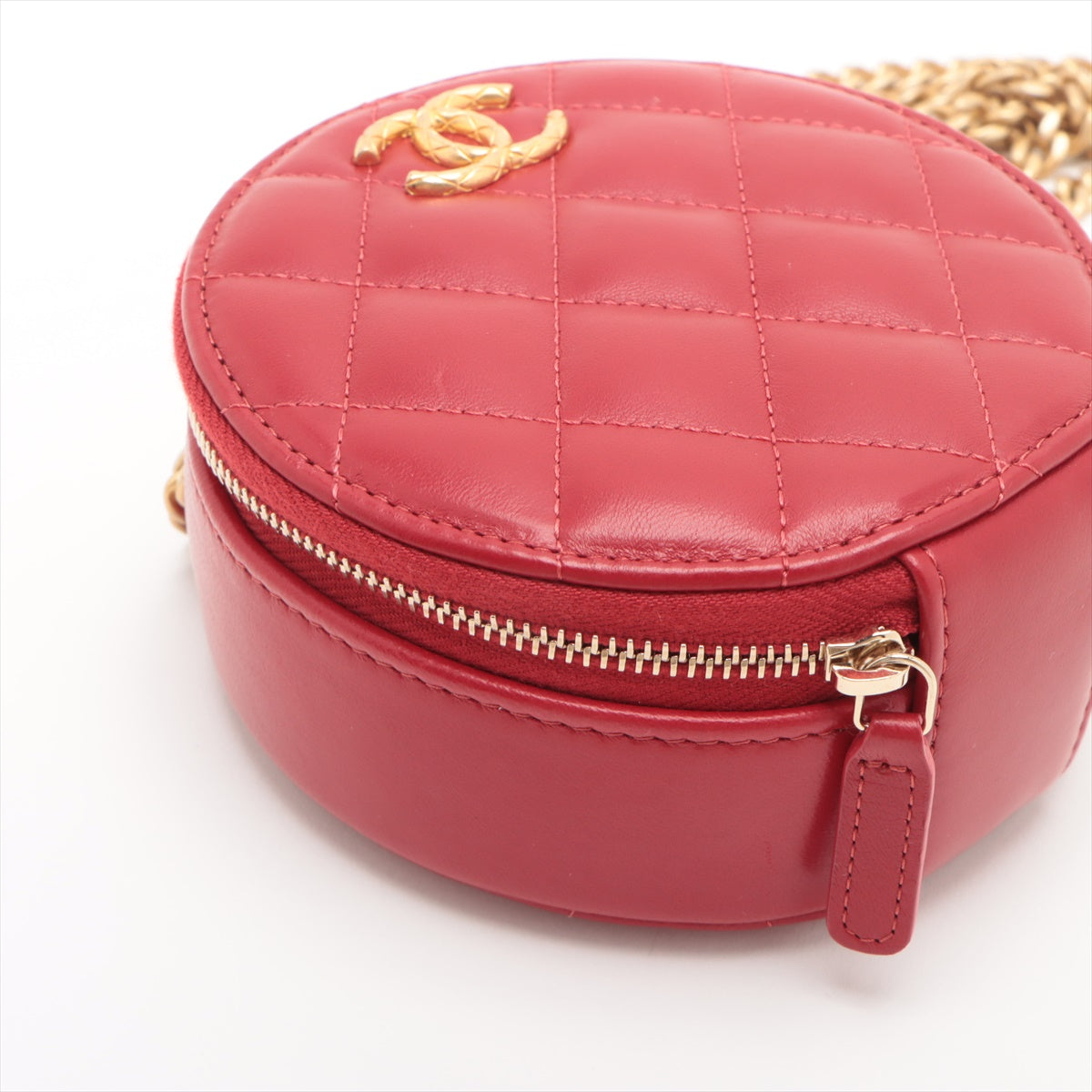 Chanel Lambskin  Chain Shoulder Bag Red G