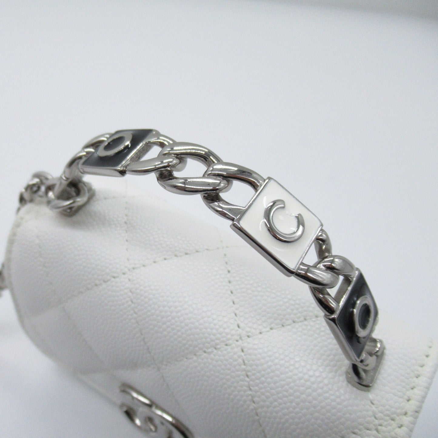 CHANEL Mini Chain Sder Bag Shoulder Bag Cabia S  White  AP2758