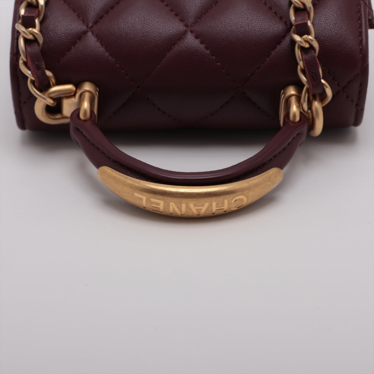 Chanel Mini Matrasse  Chain Shoulder Bag Top Handle Bordeaux G