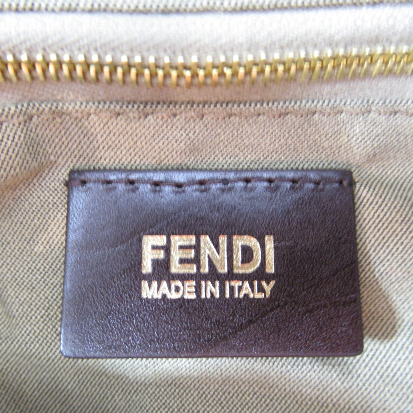 Fendi Fendi Zucchini Nonerman Bucket Shoulder Bag Canvas  Beige Dark Brown ()