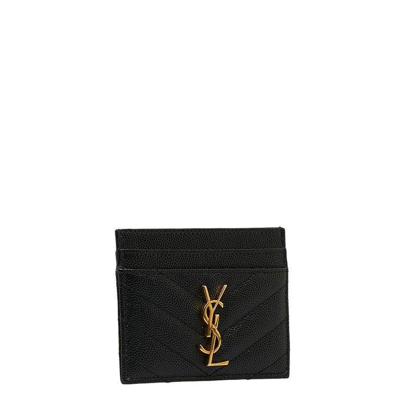 Saint Laurent Card Holder in Grain Calf Leather Black 423291