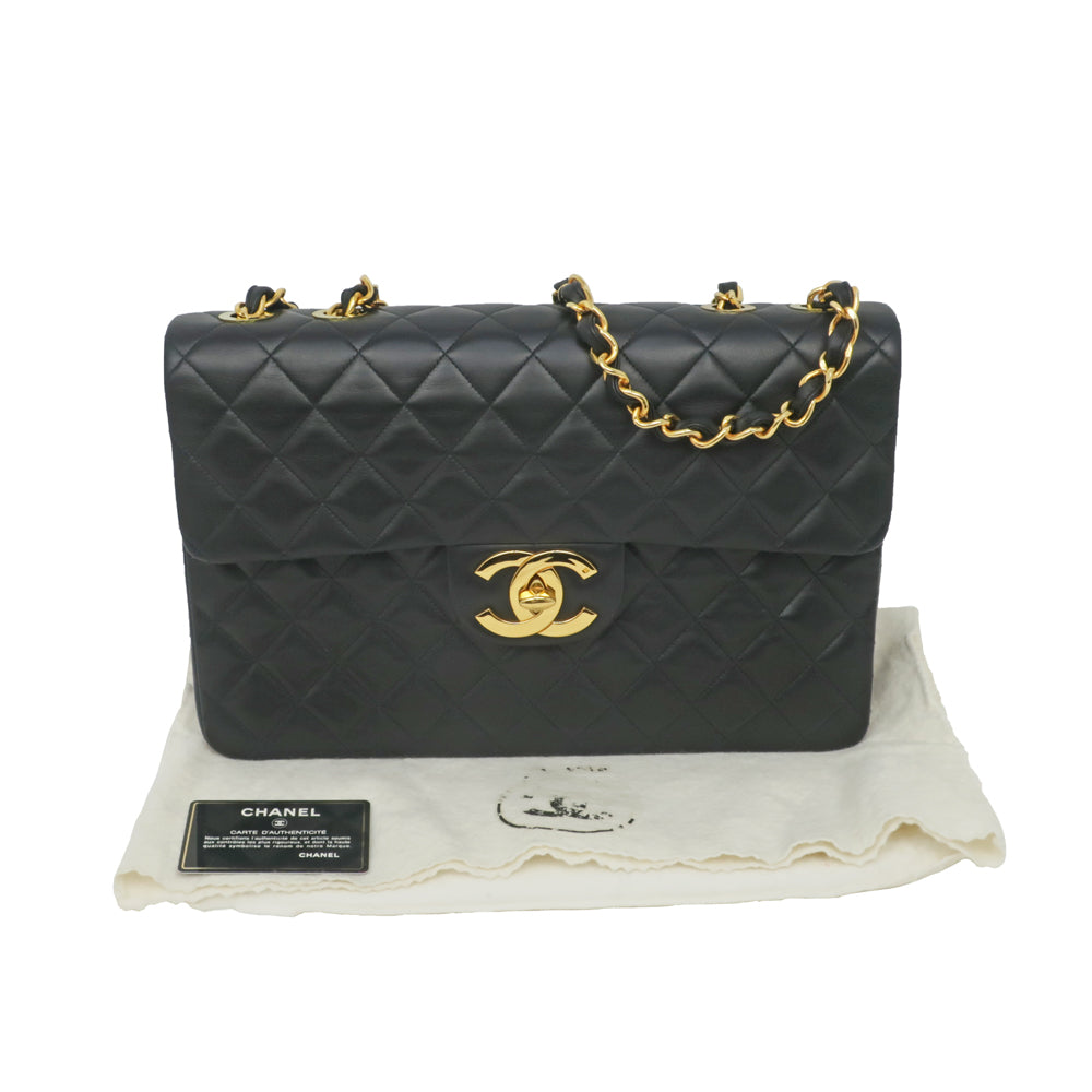 CHANEL Deca 34 Chain Shoulder Bag Single Flap  Black GD G