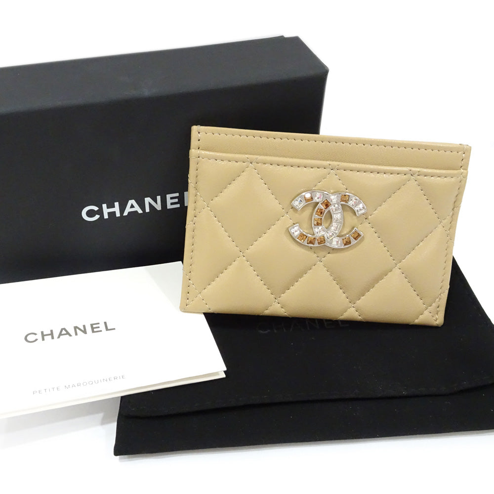 CHANEL Classic Matrasse Classical Card Case Leather Beige AP3990