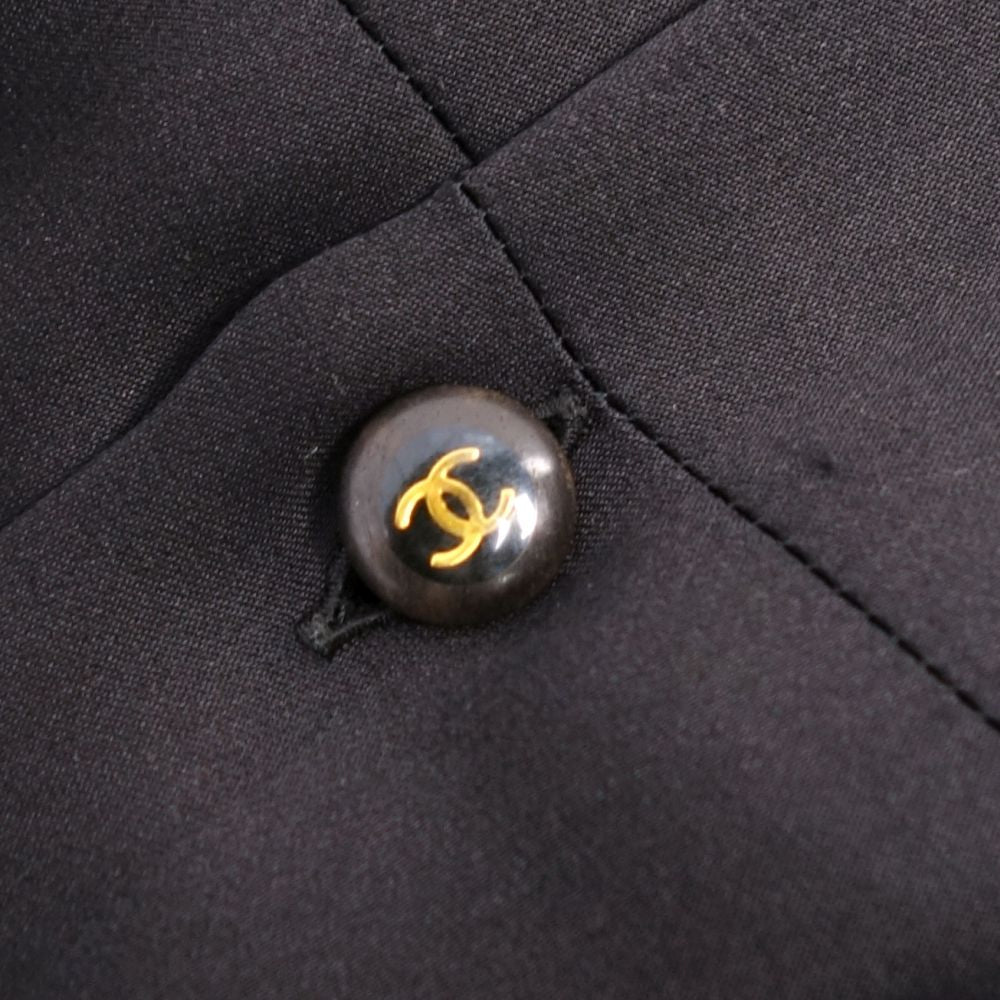 Chanel Chanel One Earrings 01A  Sleeve Coco Mark Buttons Silk Tops  Made in France 40 (M equivalent) Black  NORD