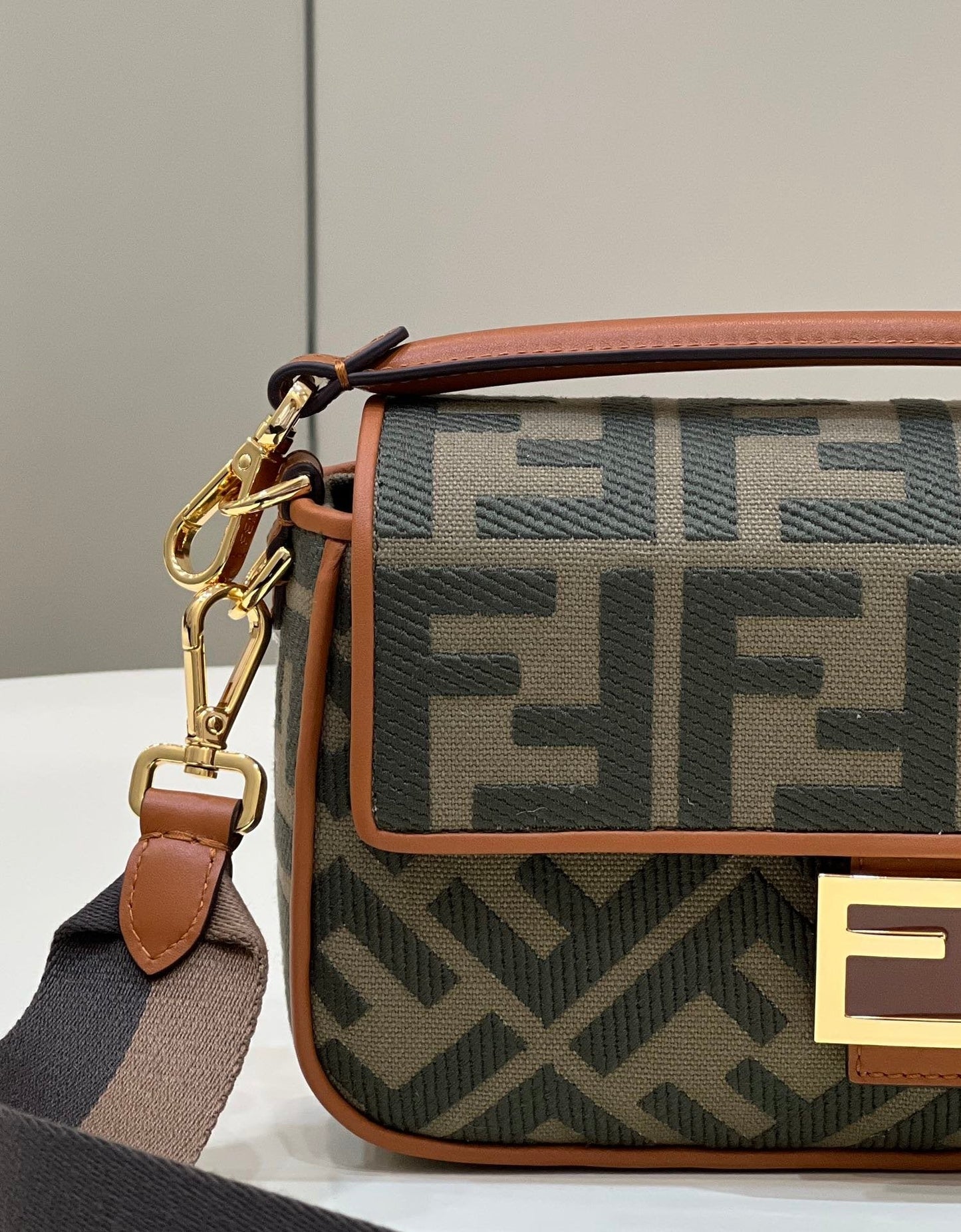 Fendi Baguette Khaki Crossbody Bags