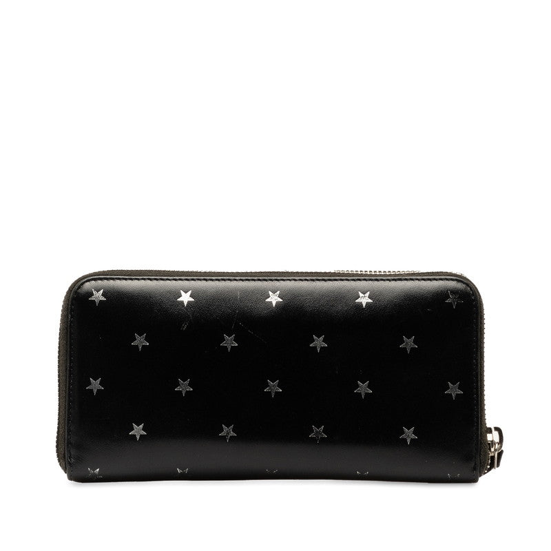 Saint Laurent Star Roundfassner Long Wallet Black Leather Mens Saint Laurent