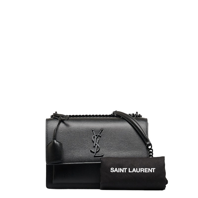 Saint Laurent Monogram Shoulder Bag in Calf Leather Black 442906