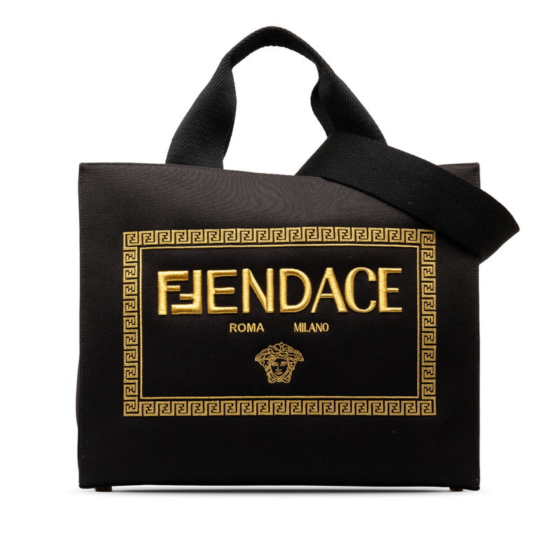 Fendi  Versace Fendace La Medusa Torta Bag 2WAY 8BH395 Black Canvas  Fendi