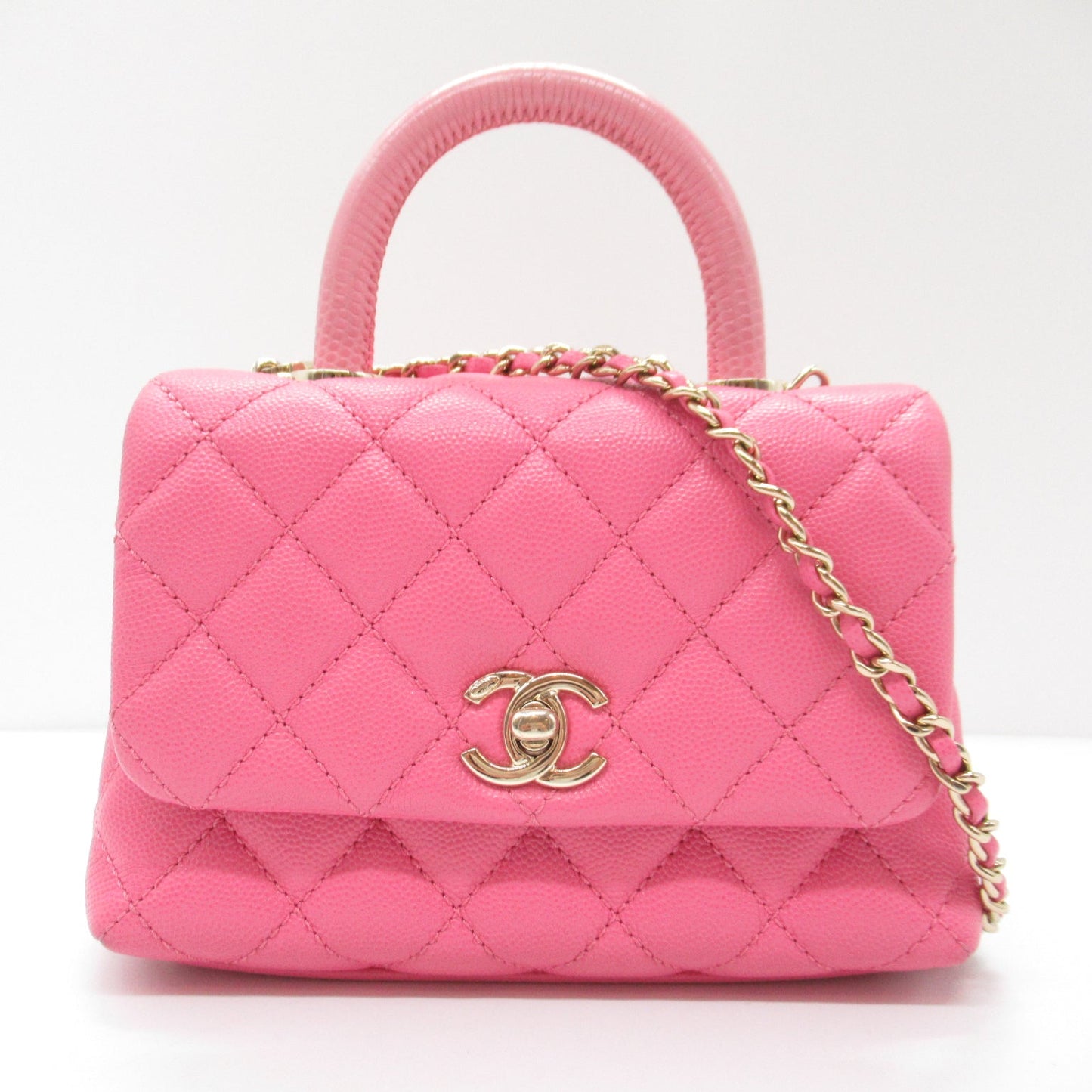 Chanel Coco Handle Matrasse 2w Shoulder Bag 2way Shoulder Bag Caviar S (Greenhead)   Pink AS2215