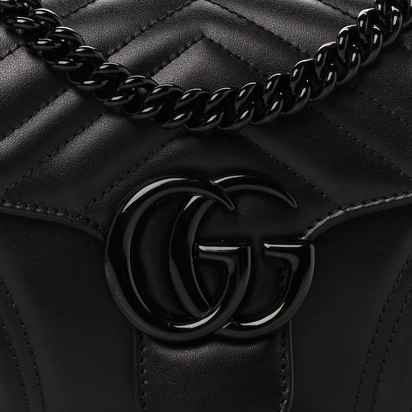 Gucci  Calfskin Matelasse Monochrome GG Marmont Crossbody Shoulder Bag Black