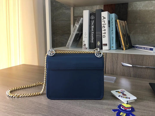 Fendi Small Kan I F Bag In Blue Calfskin