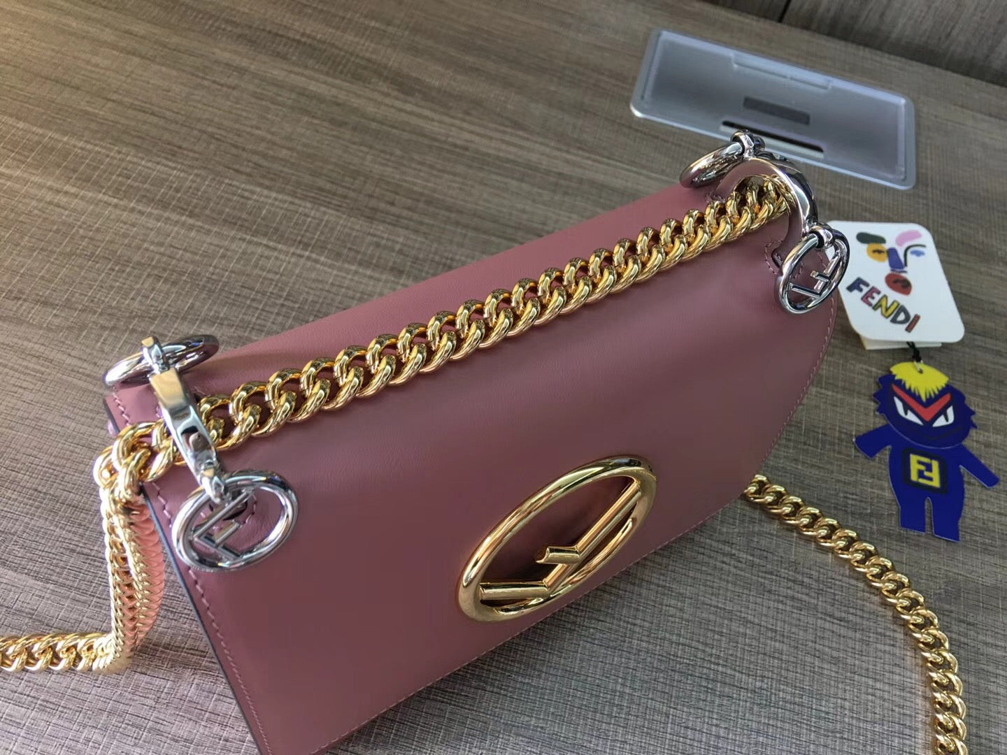 Fendi Small Kan I F Bag In Pink Calfskin