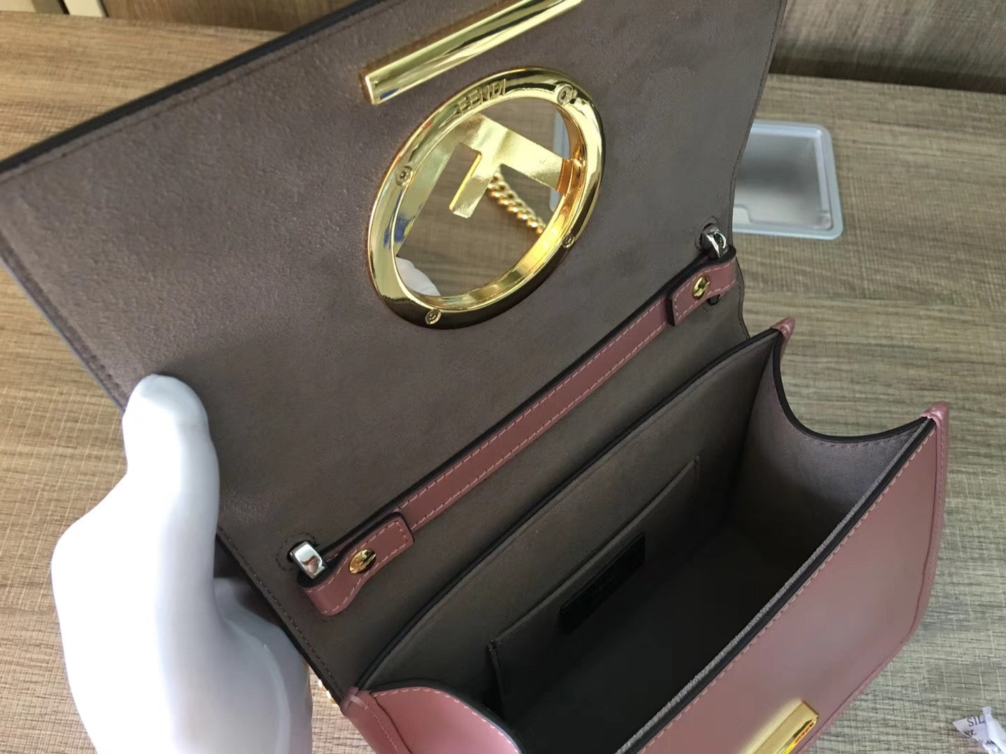 Fendi Small Kan I F Bag In Pink Calfskin