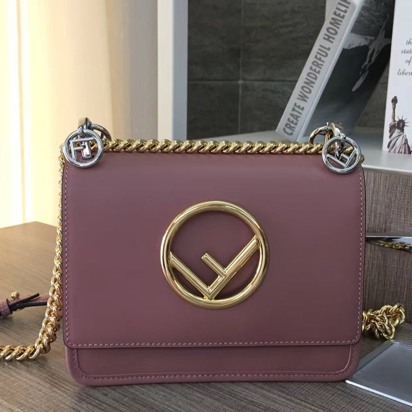 Fendi Small Kan I F Bag In Pink Calfskin