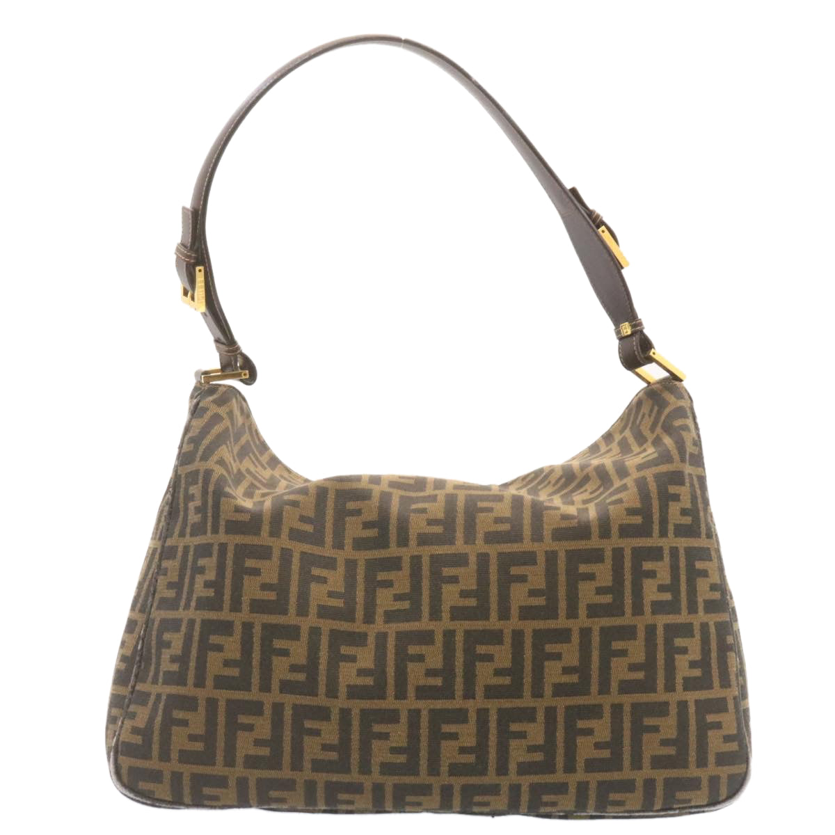 FENDI Zucca Canvas Shoulder Bag Black Brown