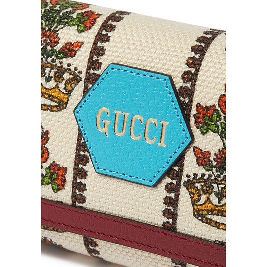 Gucci 100 Centennial Floral Crown Jacquard Wallet On Chain