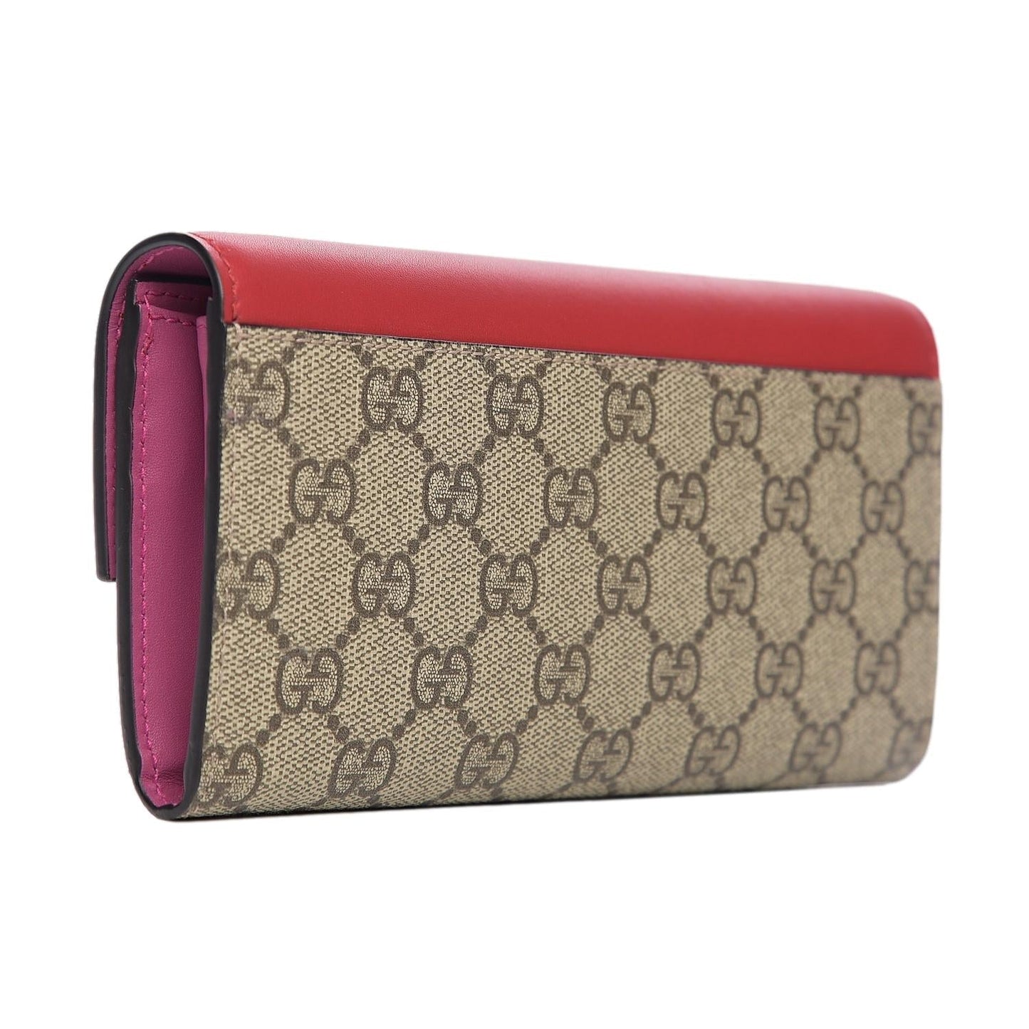 Gucci GG Supreme Monogram Red Padlock Continental Chain Wallet 453506