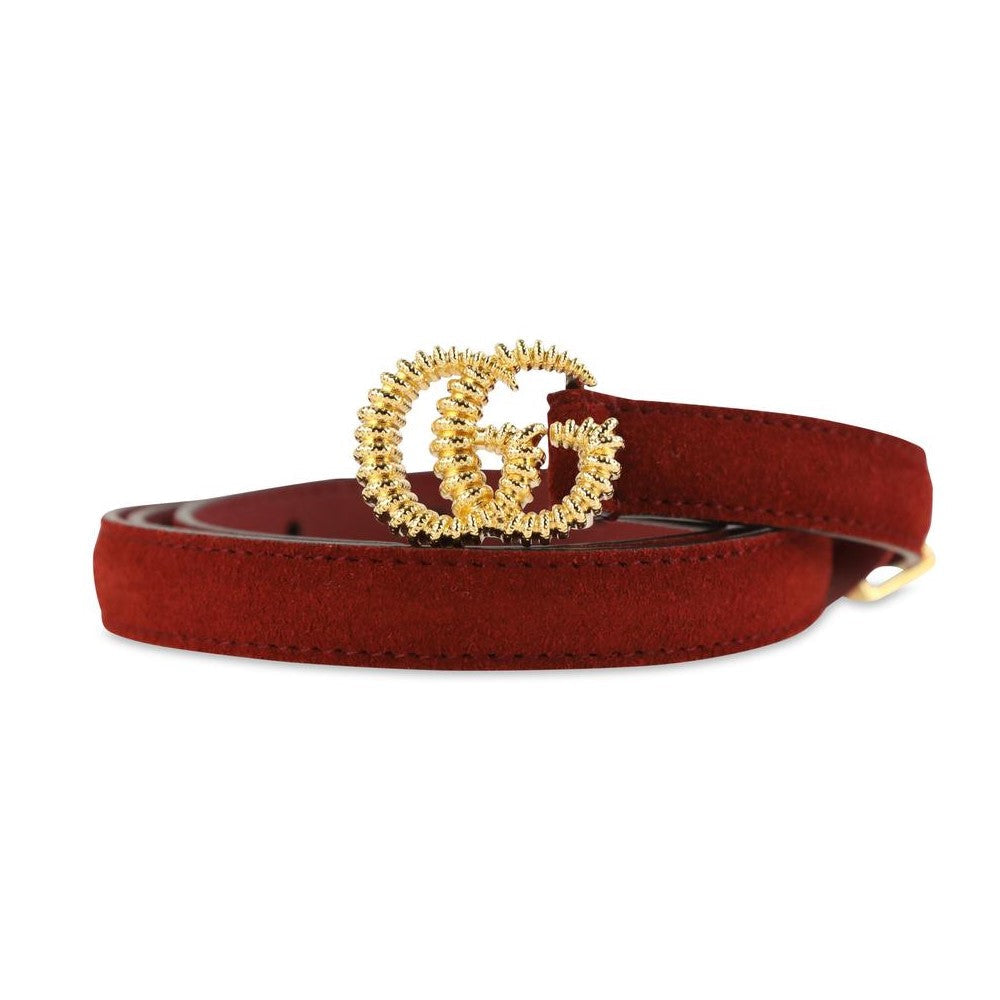 Gucci Marmont Red Suede Torchon GG Buckle Belt Size