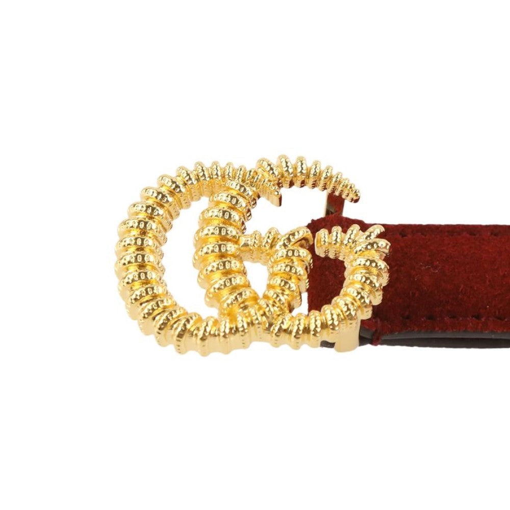 Gucci Marmont Red Suede Torchon GG Buckle Belt Size