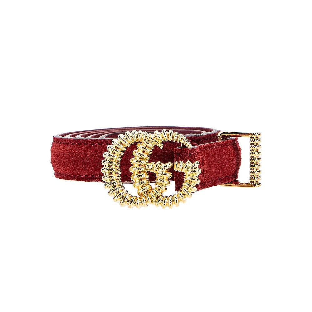 Gucci Marmont Red Suede Torchon GG Buckle Belt Size