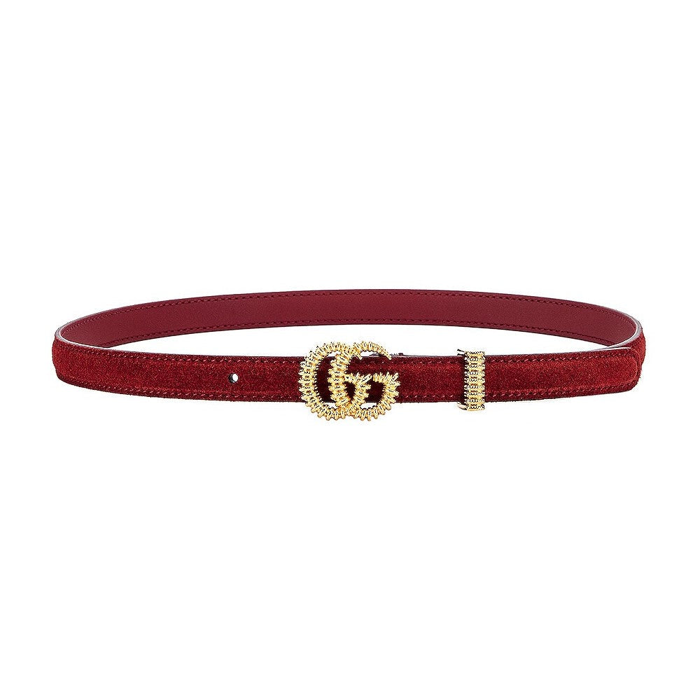 Gucci Marmont Red Suede Torchon GG Buckle Belt Size