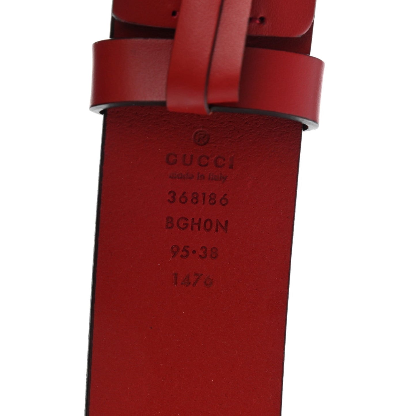 Gucci Rosso Red Leather Interlocking GG Buckle 95/38 Belt 546386