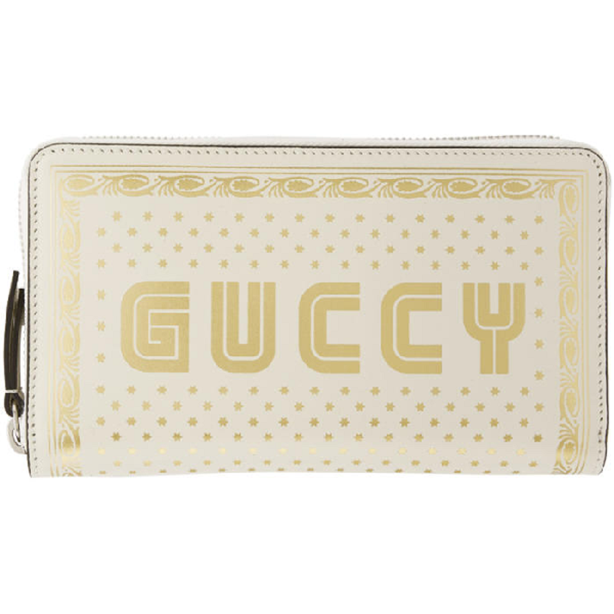 Gucci Sega Guccy Stars White Moon Gold Zipper Leather Wallet 510488