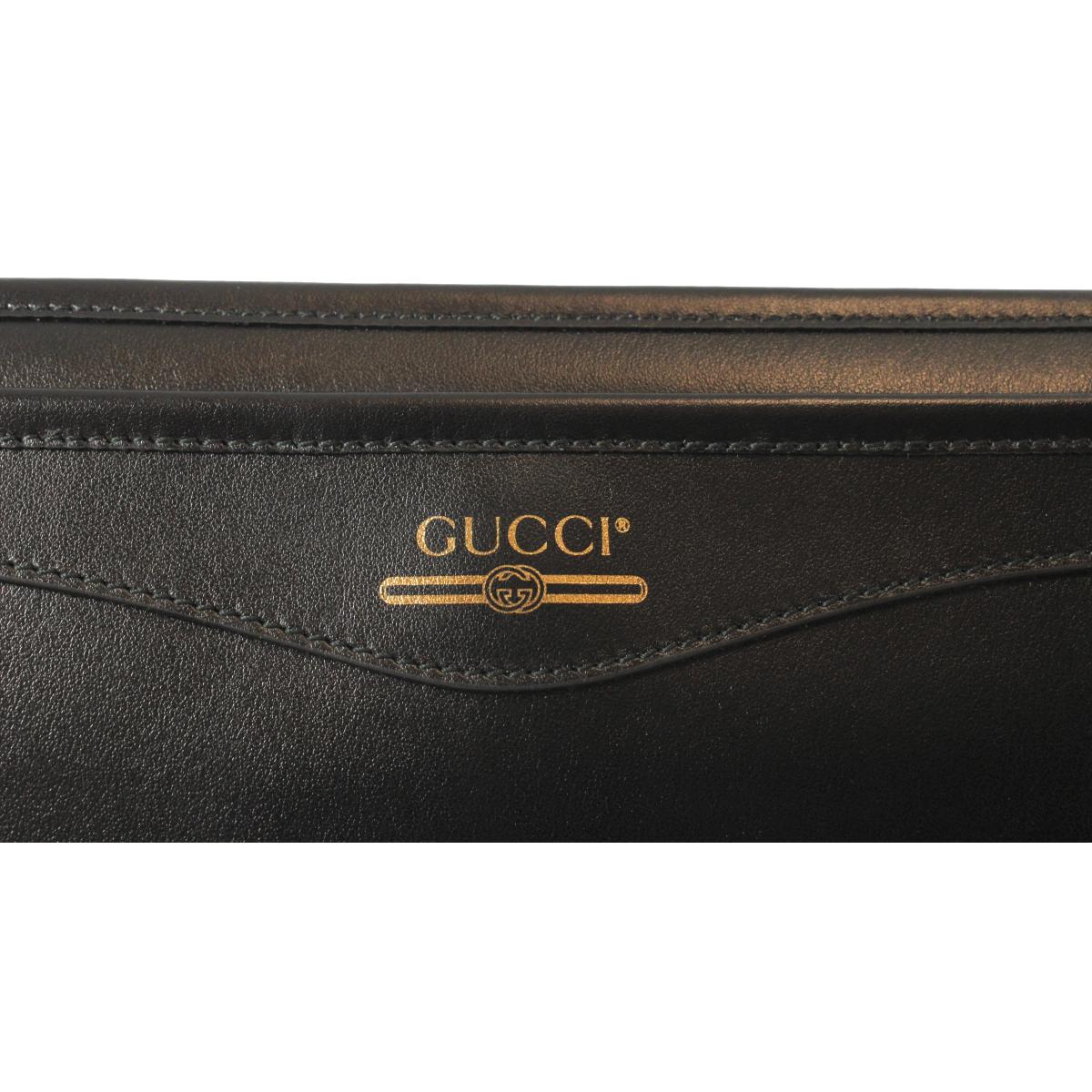 Gucci Unisex Maurem Black Leather Pouch Clutch Travel Bag 574800