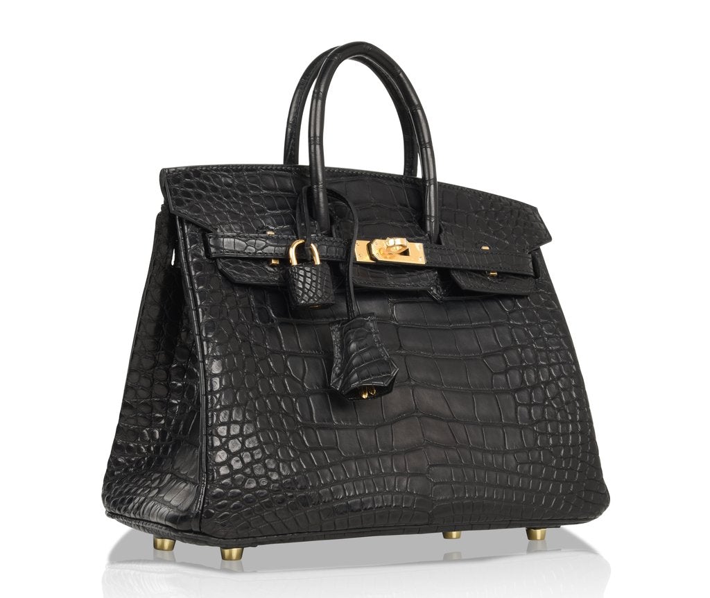 Hermes Birkin 25 Noir Alligator Bag GHW