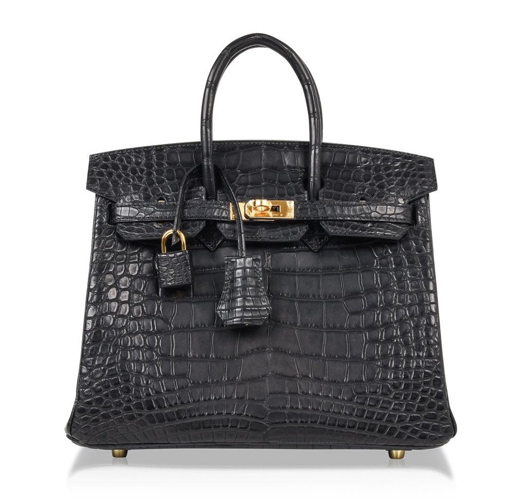 Hermes Birkin 25 Noir Alligator Bag GHW