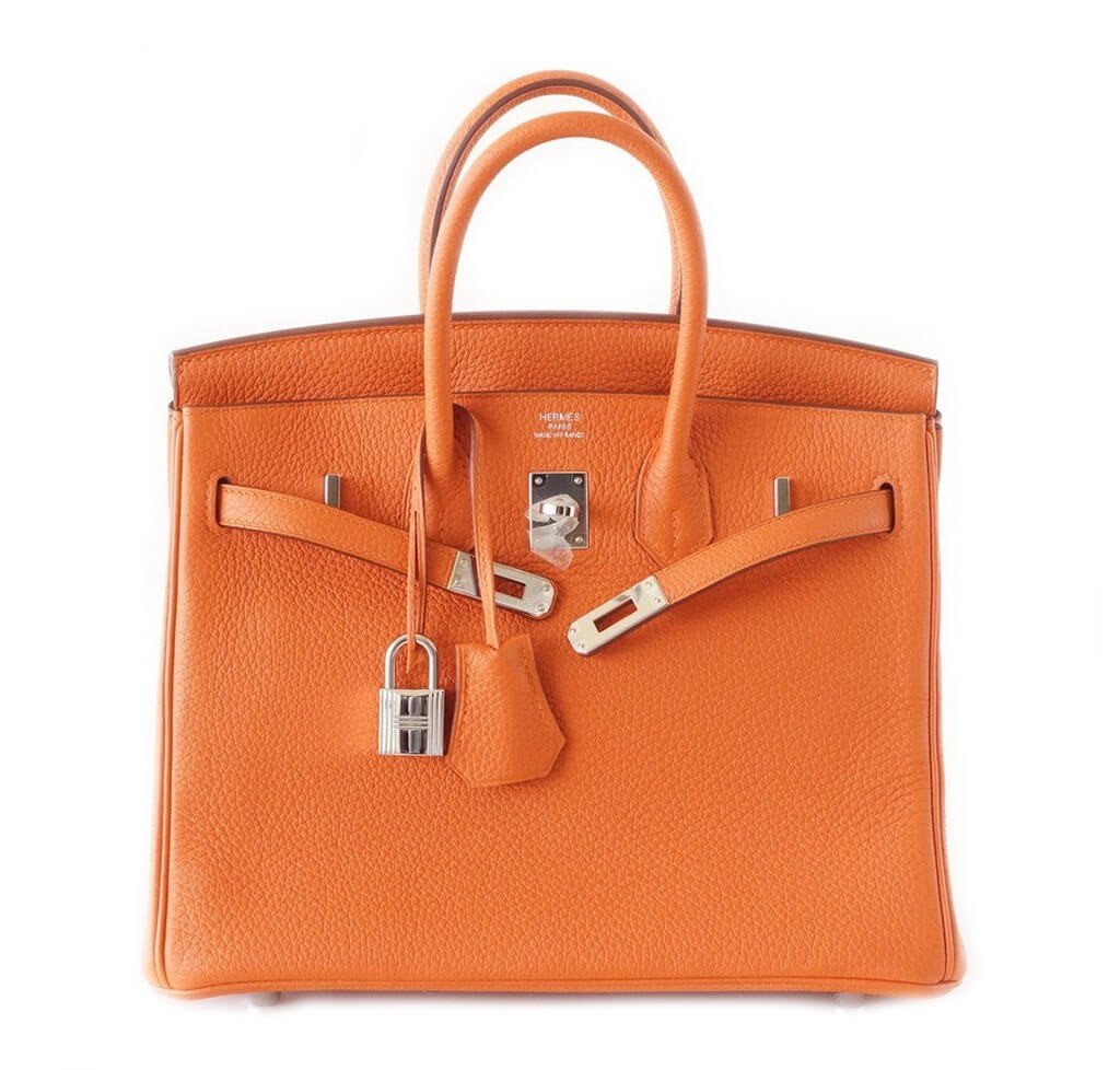 Hermes Birkin 25 Bag H Orange Togo Leather