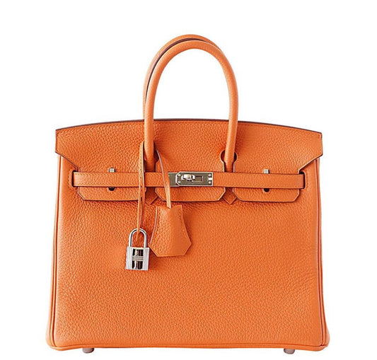 Hermes Birkin 25 Bag H Orange Togo Leather