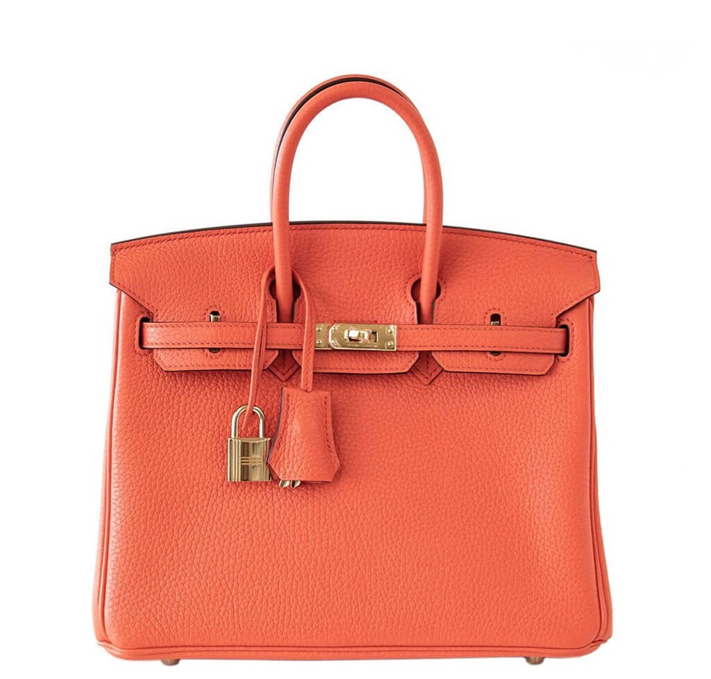 Hermes Birkin 25 Bag Orange Poppy Gold Hardware