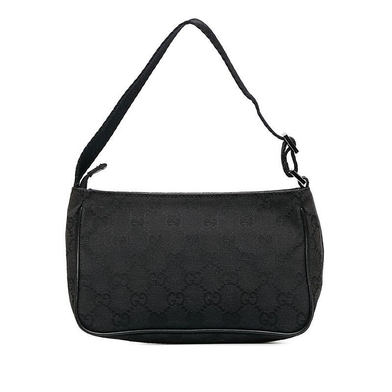 Gucci GG Handbag Accessory Pouch 106644 Black Canvas Leather Women's