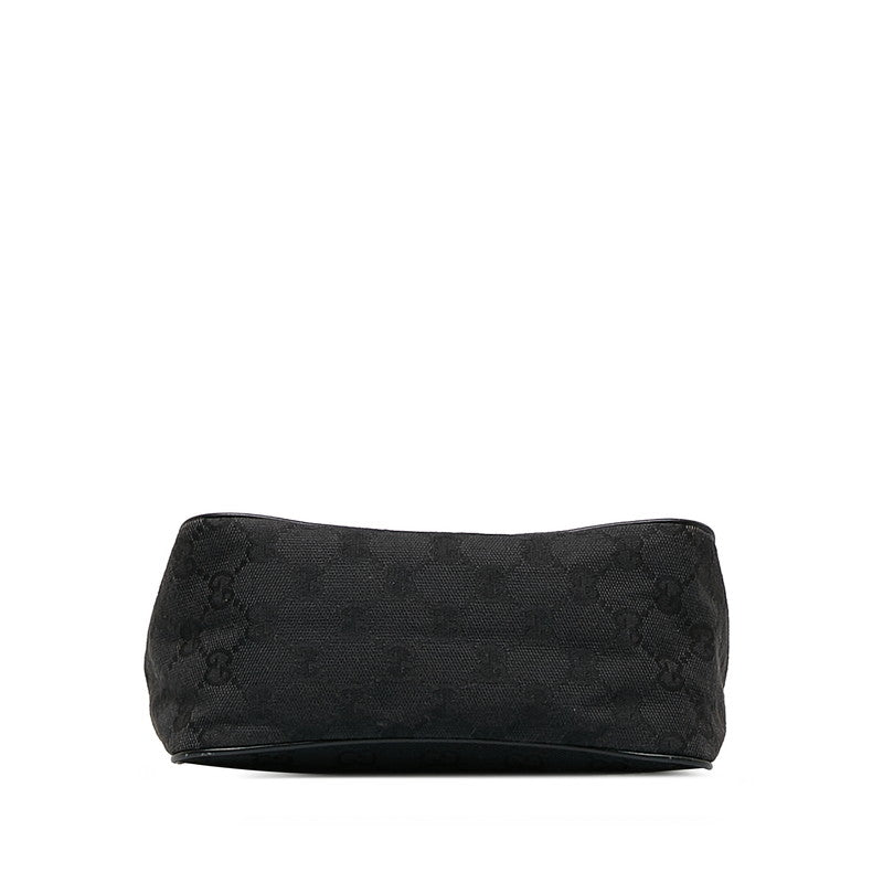 Gucci GG Handbag Accessory Pouch 106644 Black Canvas Leather Women's