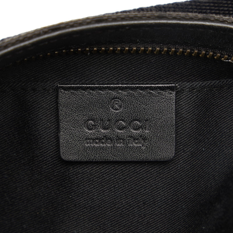 Gucci GG Handbag Accessory Pouch 106644 Black Canvas Leather Women's