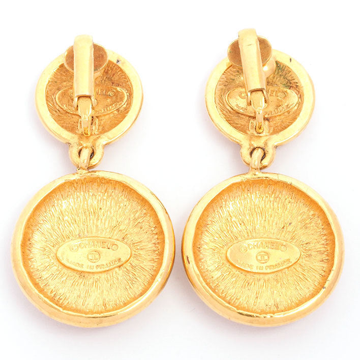 Vintage Chanel Earrings Round Double Medallion