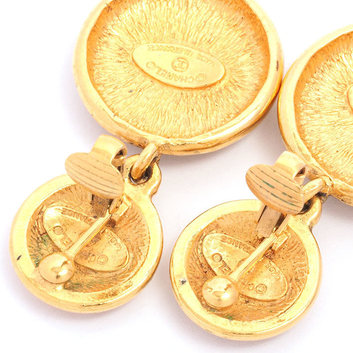 Vintage Chanel Earrings Round Double Medallion