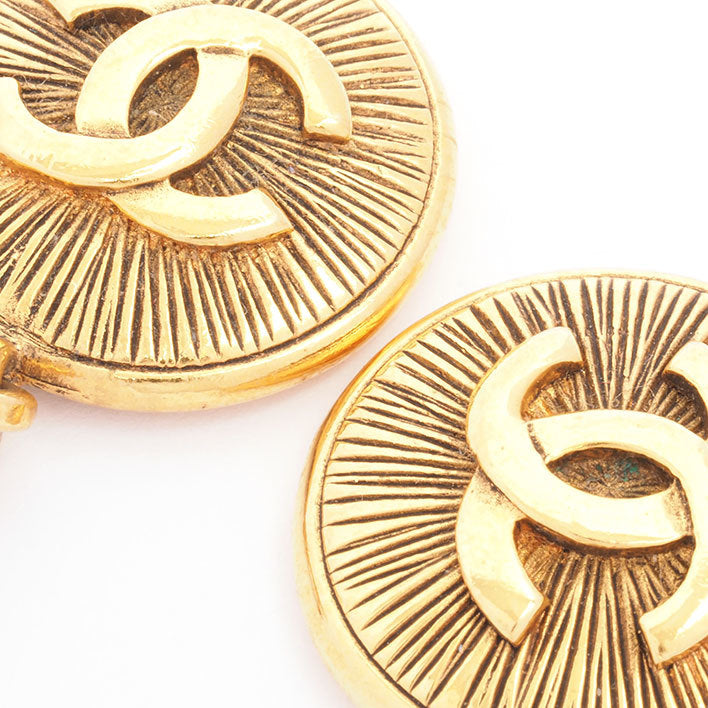 Vintage Chanel Earrings Round Double Medallion